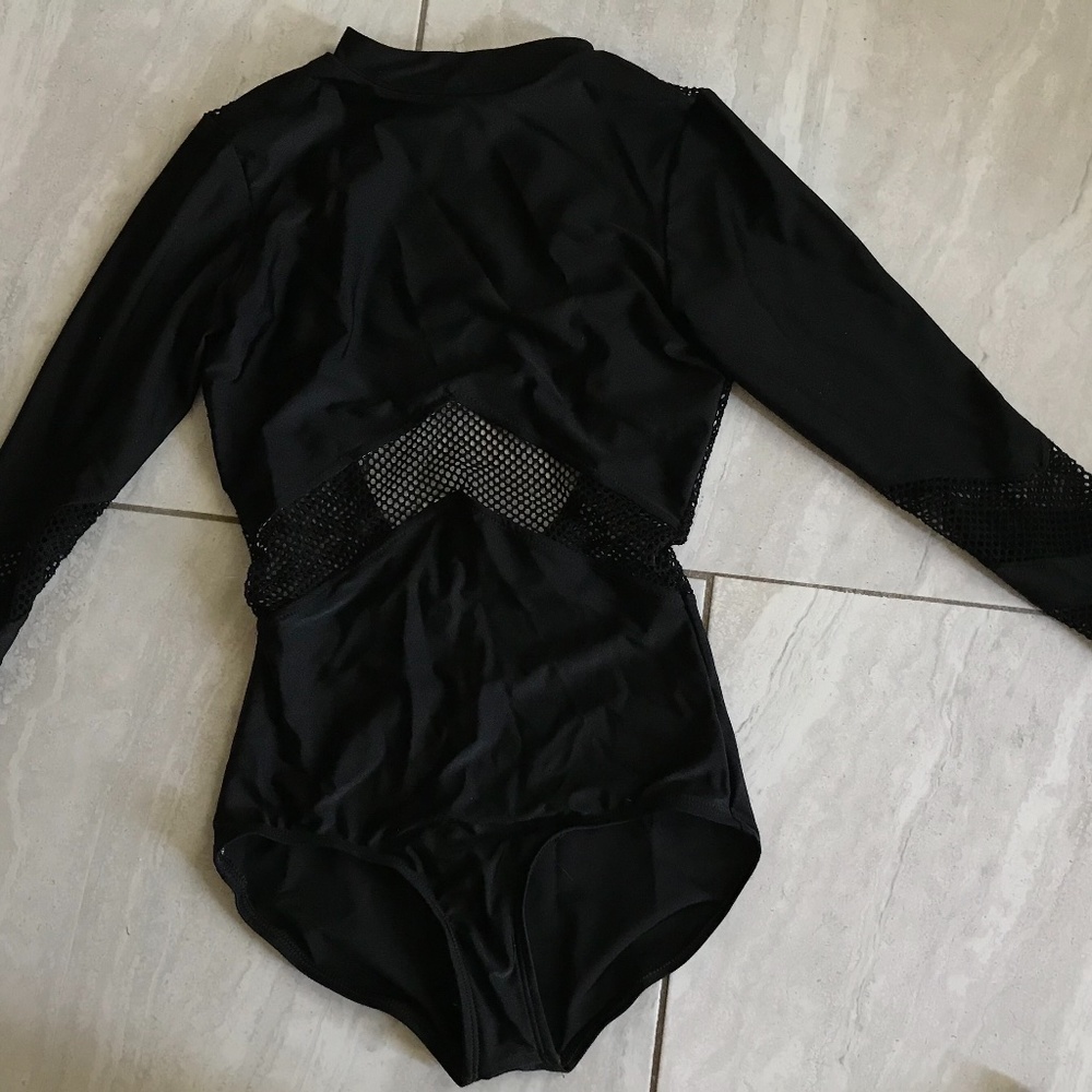 Black mesh leotard
